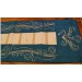 Blue Table Runner  - With White and Gold 