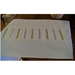 White  and Gold Calico Table Runner 