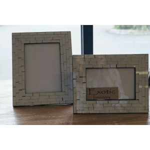 White Mosaic Picture Frame Set (0f 2)