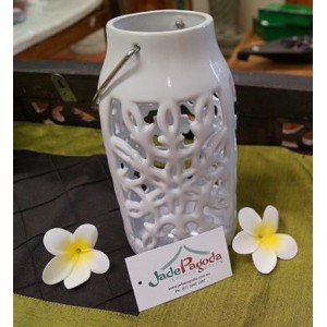 Tall White Ceramic Candle Holder