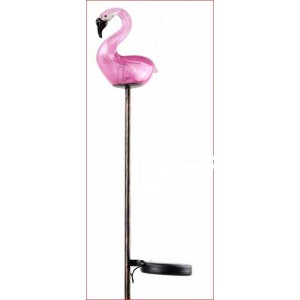 Pink Glass Flamingo Solar Light on Stake